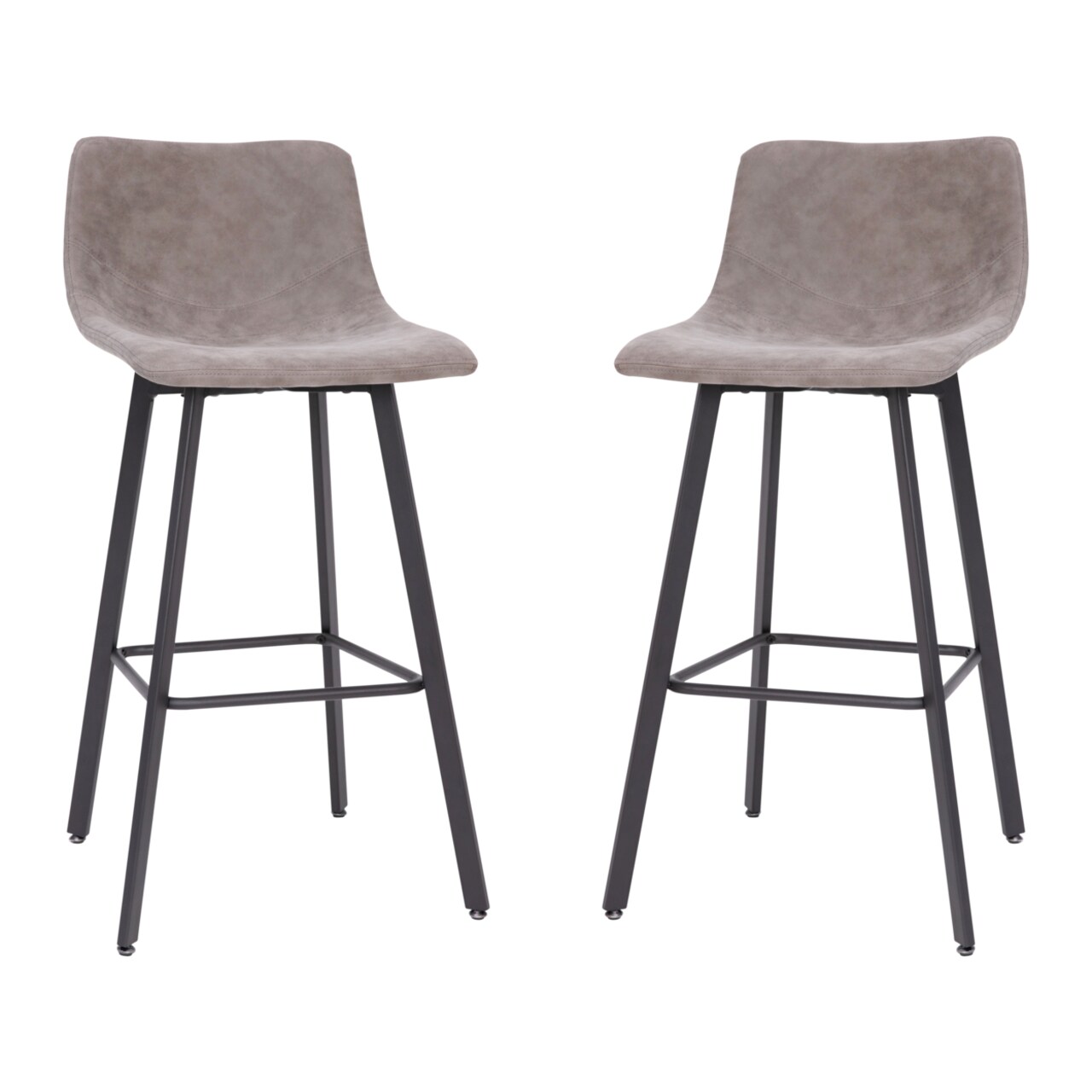 Flash Furniture 2 Piece 30 Inch Stool, Gray Leather, Metal Angled Legs